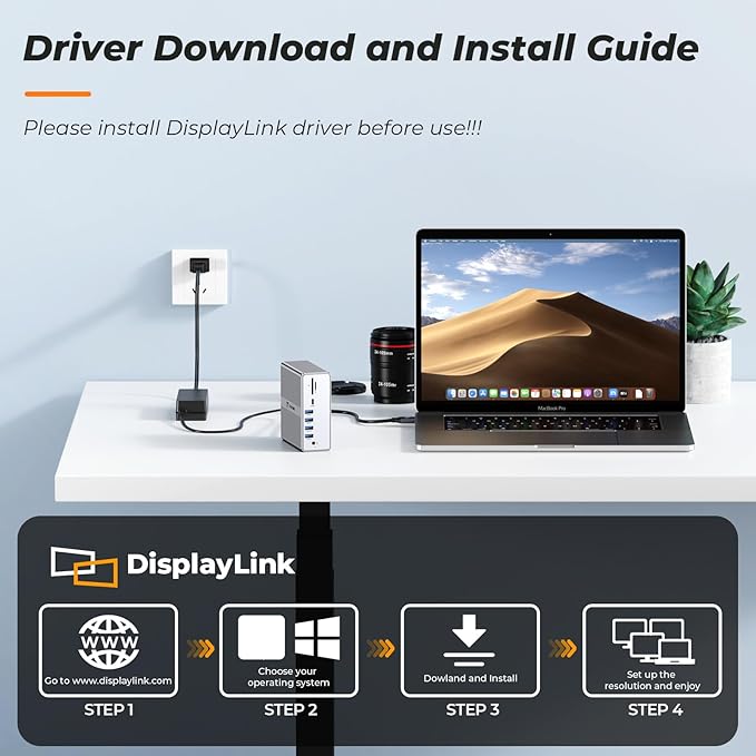 DisplayLink Docking Station Dual Monitor 4K@60HZ for MacBook Windows TobenONE Universal Mac mini M4 Dock with 2 HDMI &amp 2 DP 65W Power Delivery 7 USB USB-C 3.1 Ethernet SD/TF