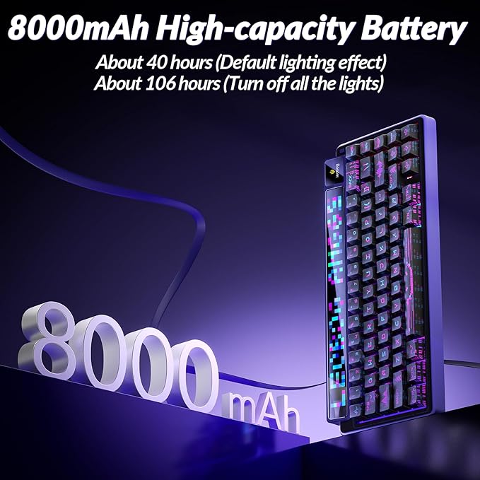 X LEOBOG AMG65 Wireless Mechanical Keyboard Dot Matrix LED Screen&ampTFT Screen 65% Hot-swappable Custom Keyboard 8000mAh Battery PBT Keycaps Pre-lubed Linear Switches RGB Backlit Gaming Keyboa