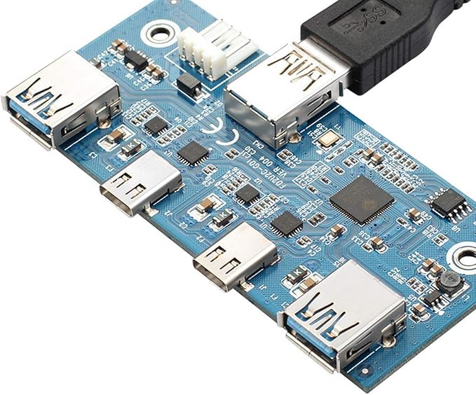 JSER USB 3.1 Front Panel Header 19Pin to USB-C &amp USB 3.0 HUB 4 Ports Front Panel Motherboard Cable Compatible for 3.5 Floppy Bay