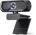 2K Webcam with Microphone Noise Cancellation Privacy Cover Wide-Angle Lens Auto Light Correction Plug &amp Play USB Webcam for Laptop Desktop PC Mac Zoom Skype Streaming (Black)