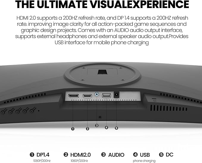 CRUA 24 Inch 200hz/180hz Curved Gaming Monitor FHD 1080P Frameless Computer Monitors Support AMD freesync Low Motion Blur Eye Care DisplayPort HDMI Compatible Wall Mountable Installs-Black
