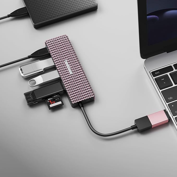 Bling Pink 4 Port USB Hub + Blue Bling Hub with USB C