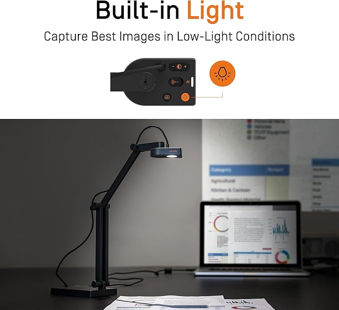 IPEVO V4K PRO 120 4K USB Document Camera 120-degree FOV Lens Sony CMOS Sensor Swift Autofocus AI Noise Reduction Webcam USB Plug and Play Video Conferencing Streaming Work from Home