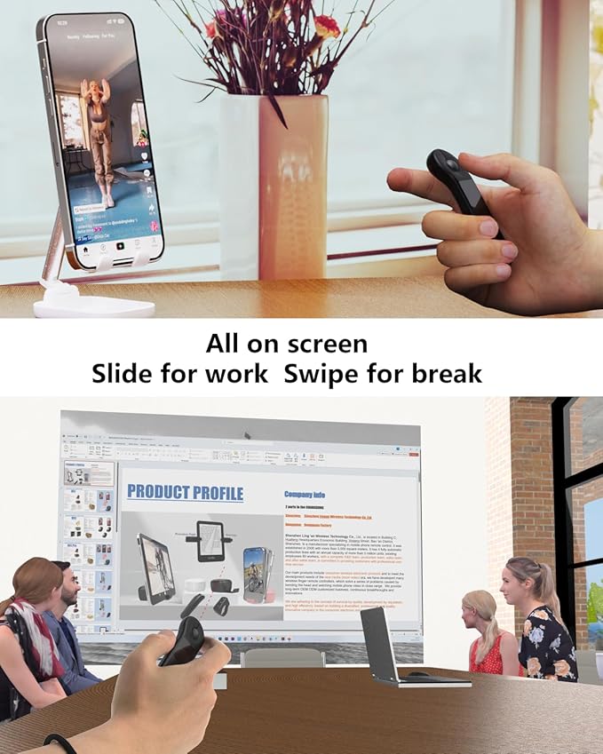 Air Mouse for PC/iOS/Android with Touchpad Rechargeable Wireless Presentation Clicker Bluetooth 2.4G Remote Control for PowerPoint/Keynote/Tiktok/Camera/Kindle Apps (Black)