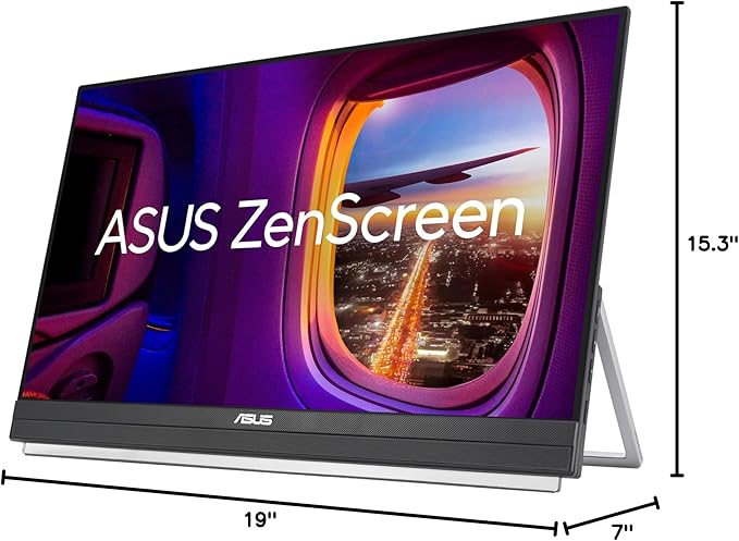 ASUS ZenScreen 22” (21.5 viewable) 1080P Portable Monitor (MB229CF) – Full HD IPS 100Hz USB-C PD 60W Speakers Carrying Handle Kickstand C-clamp Arm Partition Hook Subwoofer 3 yr Warranty
