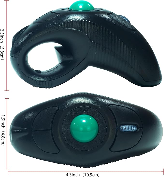 YUMQUA Finger Handheld Mouse Trackball Mouse Wireless 2.4GHz USB Wireless Fingertip with Roller Ball Hand Held Air Mice Track Ball Thumb Ring Mice for PC Laptop Mac Computer