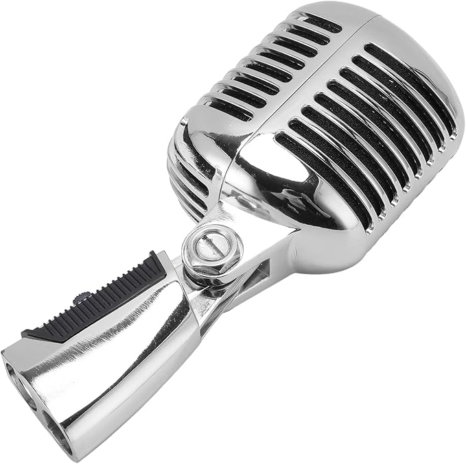 CCYLEZ Professional Dynamic Microphone with Cardioid Pickup Pattern and Noise Reduction for Studio and Live Performances Stage Karaoke Singing Heavy Duty Zinc Alloy Design (Silver)