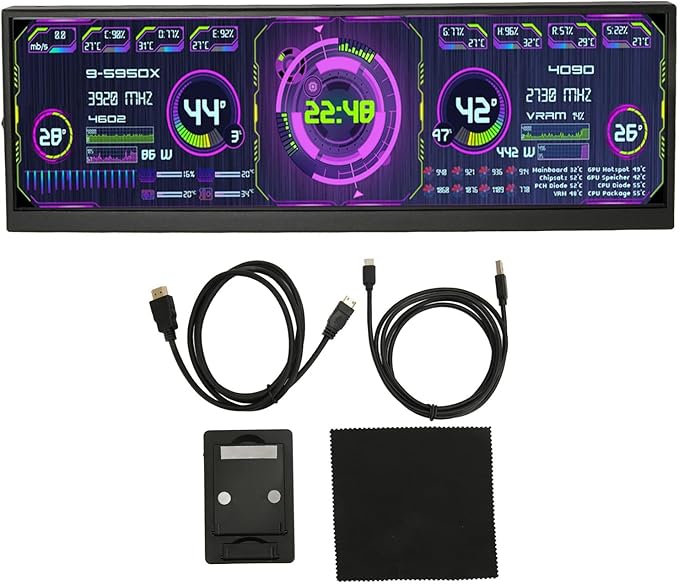 Zopsc Computer Temp Monitor 12.7 Inch 4K PC Sensor Panel Display for aida64 Sub USB Mini Screen CPU GPU Data Monitor for PC Laptop Desktop