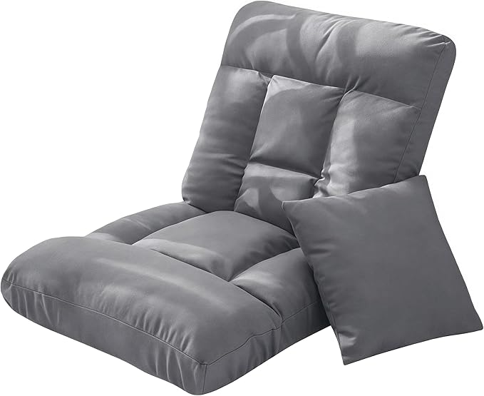Folding Floor Chair with Back Support 5 Adjustable Position Padded Sleeper Bed Couch Recliner Gaming Floor Chairs for Adults Meditation Living Room
