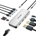 Laptop Docking Station12 in 1 Triple Display USB C Hub for Windows with Dual DP HDMI 100W PD in Gigabit Ethernet USB3.0/2.0 Ports SD/TF Card Reader Mic/Audio for Lenovo HP Dell