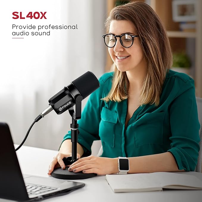 FDUCE XLR Dynamic Microphone for Vocal Recording Podcasting Gaming Live Streaming&ampBroadcasting All Metal Cardioid Mic Voice-Isolating Technology SL40X