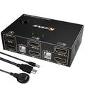 Dual Monitor KVM Switch HDMI 2 Port 4K@60HzMLEEDA USB HDMI Extended Display Switcher for 2 Computers Share 2 Monitors and 4 USB 2.0 HubDesktop Controller and USB HDMI Cables Included