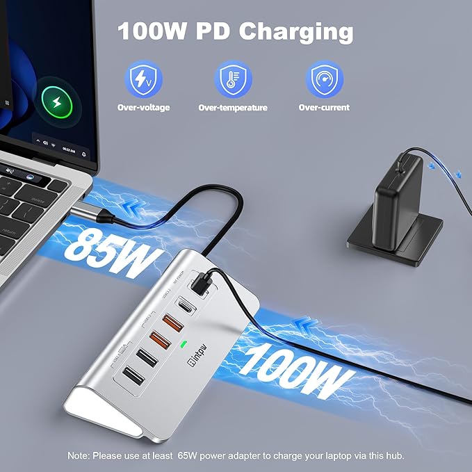 P9R PRO USB C Hub Ethernet 10 in 1 USB Docking Station 10Gbps with 4K@60Hz HDMI USB C and 2 USB A 3.2 LAN 2 USB A 2.0 PD 100W SD/TF Ports USB to Ethernet Adapter for PC iPhone 16/15 Mac