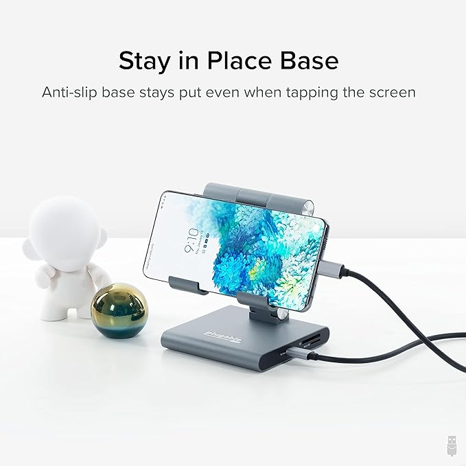 Plugable 8-in-1 USB C Hub for iPad with Stand 100W Pass-Through Charging USB C Docking Station for iPad 1x HDMI 2X USB Audio SD Driverless Compatible with Windows iPadOS Phones Tablets