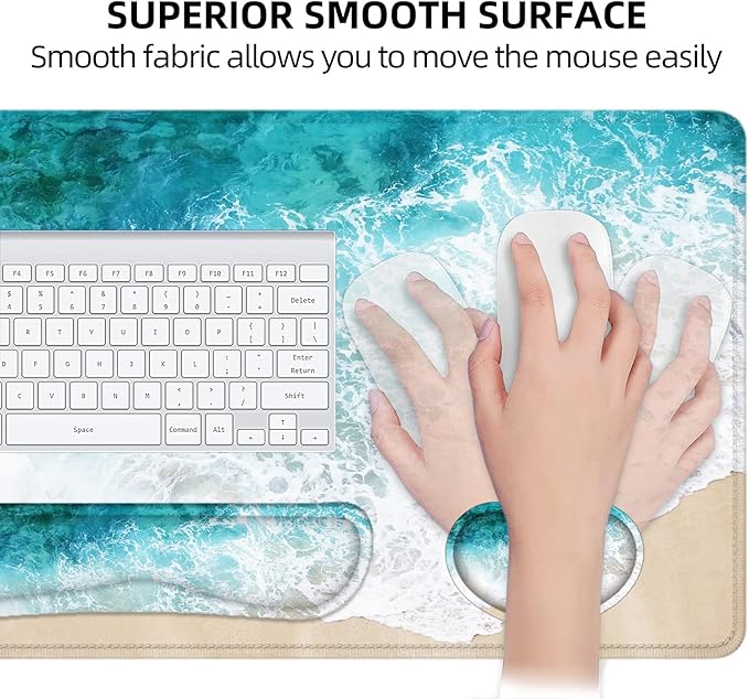 LATEEFAH Desk Mat Mouse Pad with Wrist Rest 4-in-1 Large Mouse Pads for Desk Ergonomic Mouse Pad and Keyboard Wrist Rest Gaming Keyboard Mat for Office Home