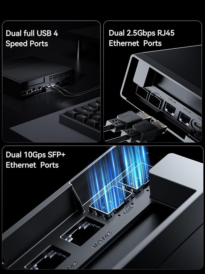 MINISFORUM MS-01 Mini PC Barebone with Intel Core i9-13900HvPro Enterprise Support2x10Gbps SFP+LAN/2x2.5G RJ45/2xUSB4/HDMI/16xPCIe 4.0/M.2 NVMe SSD/U.2 NVMe SSDMini Computer(No OS/RAM/SSD)