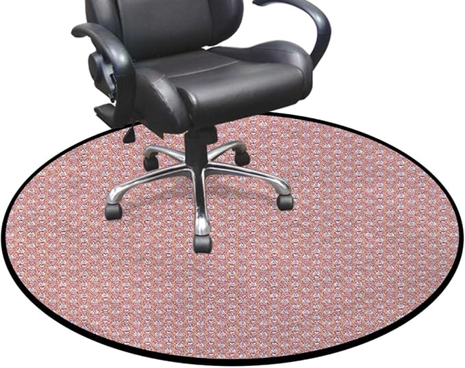 Pink Round Rug Soft Distressed Kitchen Round Area Rug Non Slip Non-Shedding Laundry Room Mat Low Pile Entry Floor Carpet Happy Animal Faces Image Diameter 35.4 in