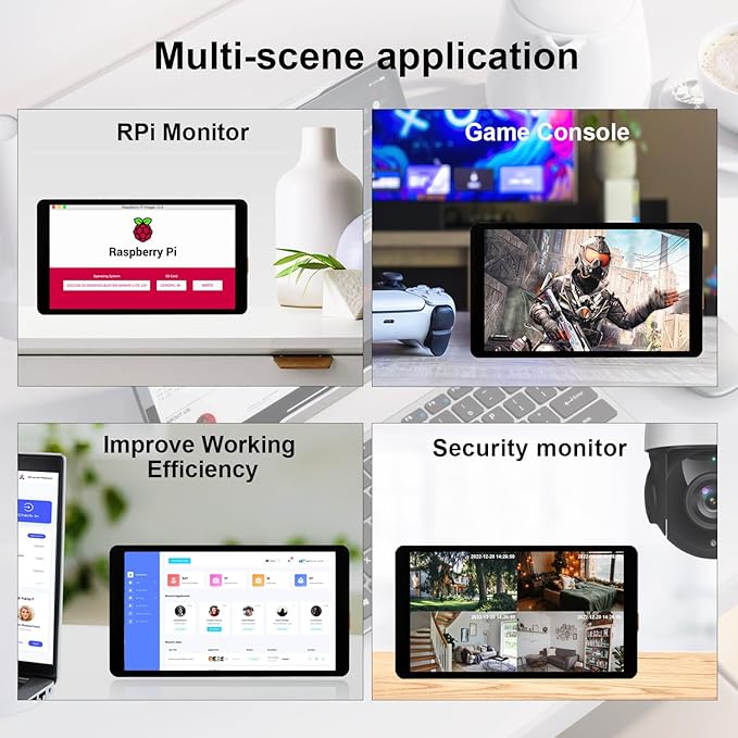 5.5 Inch Touchscreen Monitor for Raspberry Pi LCD Display 1920 * 1080 for Pi RPi 5/4/4B/3B+/3A+ HDMI Support Windows Horizontal Display in Default