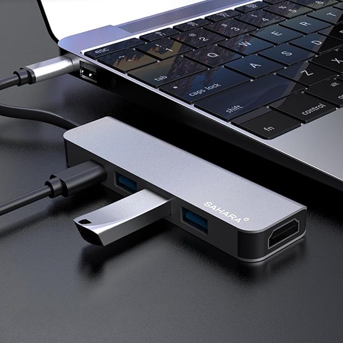 Sahara - 5-in-1 USB-C Hub Adapter Sleek Aluminum Multiport Hub with HDMI USB 3.0 and USB-C PD Charging – Compatible with PC and MAC (LT00072)
