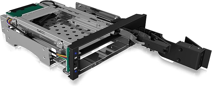 ICY BOX IB-173SSK 2-Way Mobile Rack for 1x 2.5 Inch and 1x 3.5 Inch Hard Drives (SATA/SAS) in 5.25 Inch Bay SATA III (6 Gbit/s) for HDD/SSD Strapless Aluminium