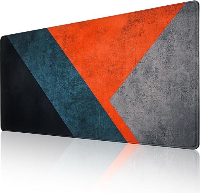Modern Art Extended Mouse Pad 48 x 24 Abstract Design Desk Mat Non-Slip Rubber Base Large Surface for Gaming and Office Durable Waterproof Vibrant Geometric Colors