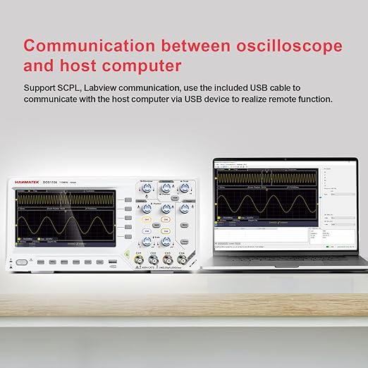 HANMATEK DOS1104 Digital Oscilloscope with 4 Channels and Screen 7 inch / 18 cm TFT-LCD Display Portable Professional Oscilloscope Kit with 1GS/s Sampling Rate