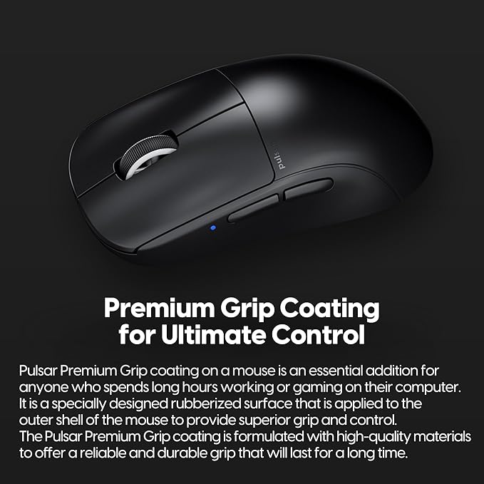Pulsar Gaming Gears X2 Mini Premium Black Wireless Gaming Mouse Superior Grip Ultra Lightweight 1.83oz (52g) Symmetrical 2.4Ghz 1ms 26000 DPI PAW3395 (Mini Wireless Premium Black) (Renewed)