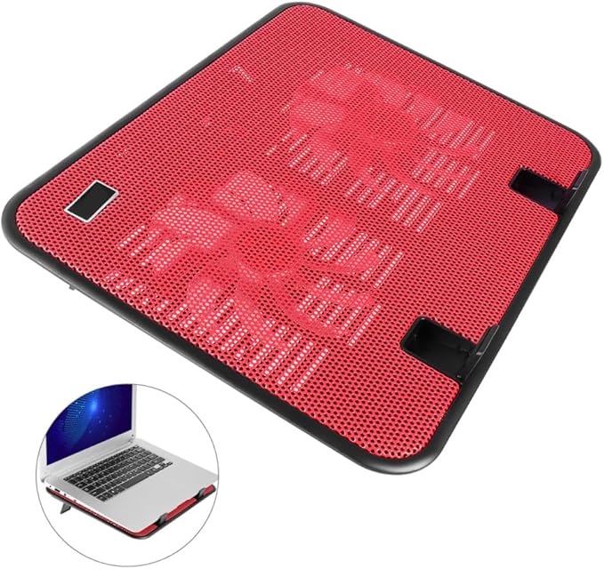 5V Notebook Cooler with Dual USB Fans Laptop Cooling Pad Design for Optimal Airflow Ergonomic Stand for Desk Bed Use Red