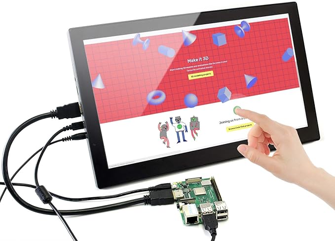 waveshare 13.3inch Capacitive Touch Screen LCD V2 with Case Compatible with Raspberry Pi 4B/3B+/3A+/2B/B+/A+/Zero/Zero W/WH/Zero 2W CM3+/4 1920×1080 Resolution HDMI IPS Supports Jetson Nano/Windows