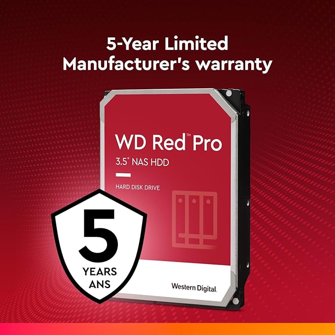 Western Digital 14TB WD Red Pro NAS Internal Hard Drive HDD - 7200 RPM SATA 6 Gb/s CMR 512 MB Cache 3.5 - WD141KFGX