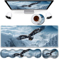 4 in 1 Mouse Pad Combo Large Gaming Mouse Pad + Keyboard Wrist Support + Mouse Wrist Rest + Coaster Table Pad 31.5 x 11.8 with Memory Foam Ergonomic Wrist Pad Set Eagles in The Sky