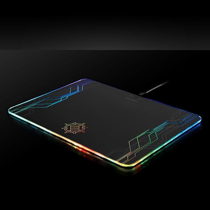 ENHANCE LED Gaming Mouse Pad RGB - Hard Mouse Pad with 7 Light Up Modes and Brightness Controls - Large Surface (13.75 x 9.8 in) with Glowing Lights and Rubber Non-Slip Grip for Desktop Gamers