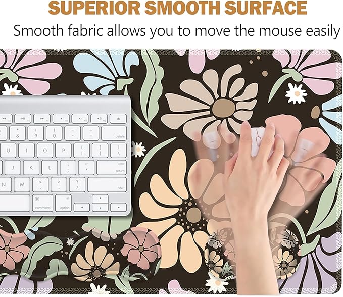 ARTSO Keyboard Wrist Rest Large Mouse Pad Wrist SupportBlack Floral 4in1 Keyboard Pad Desk MatErgonomic Memory Foam Wrist Support Cushion for Home Office