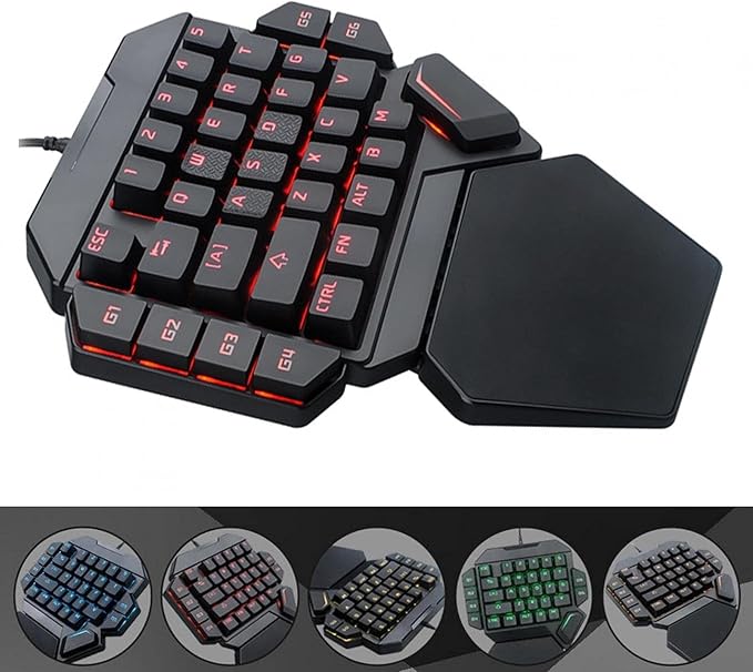 Joyzan One Handed Keyboard Wired RGB Mechanical Gaming Keyboard 35 Key Backlit USB Professional Mini Keypad Support 6 Macro Keys Portable Single Hand Ergonomic Controller Wrist Rest PC Gamer Laptop