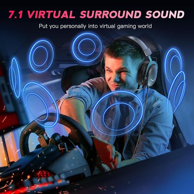 FIFINE Gaming Headset and XLR Dynamic Microphone Bundle USB Headset Set with 7.1 Surround Sound for PS5/PS4 Podcast Recording Mic with RGB Mute Button Headphones Jack for Vocal YouTube (H9+AM8)