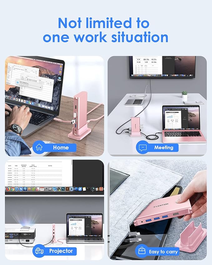 LENTION USB C Docking Station with 100W PD 4K HDMI Gigabit Ethernet USB 3.0/2.0 Aux Adapter for 2025-2016 MacBook Pro 2025-2018 Mac Air/Surface/Steam Deck More Stable Driver Certified