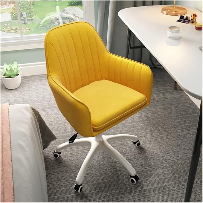 Adjustable Office Computer Chair with Armrest Furniture Office Home Bedroom Gaming Computer Chair Dormitory Back Lounge Chair(Yellow)
