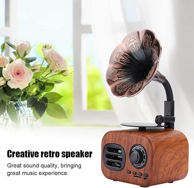 Heayzoki Retro Bluetooth Speaker Portable Walnut Radio Mini Loudspeaker Music Player for Desktop Laptop Walnut