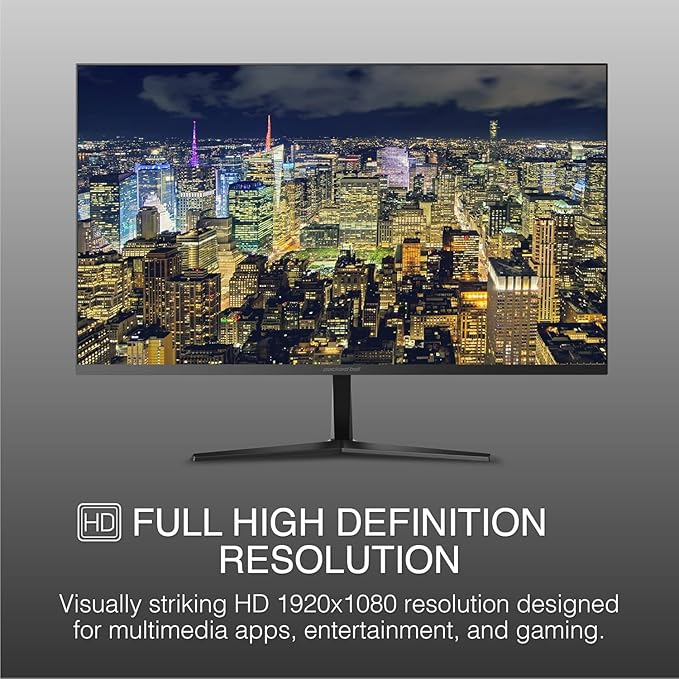 Packard Bell airFrame 27 FHD Monitor 1920x1080 Ultrawide VESA Mount Compatible Tilt Adjustment HDMI/VGA Slim Bezel for Home Office and Light Gaming
