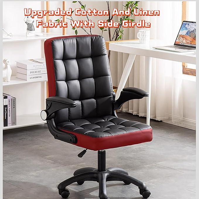 BK&ampMF Modern High-Back Home Office Chair Ergonomic Desk Chair Task Swivel Chair with flip-up Armrests with Lumbar Support for Back Pain WomenC