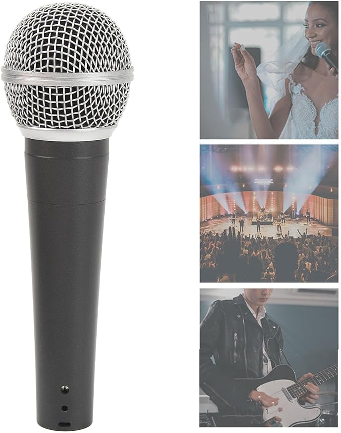Professional Handheld Wired Microphone Dynamic Mic with Steel Mesh Grille for KTV Stage Performance 6.5mm Copper Cable