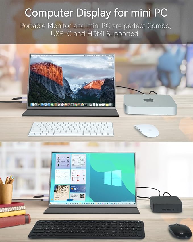 Intehill 4K Portable Monitor for Laptop 3840x2400 Portable IGZO Display 16:10 100% sRGB USB-C HDMI External Display with Speakers Travel Monitor Second Screen with Magnetic Protective Cover U13NA