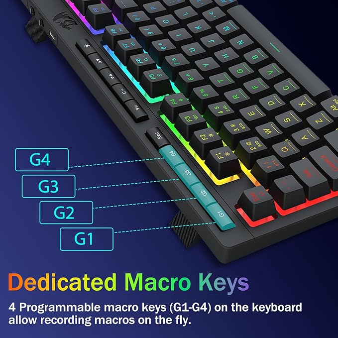 Redragon Portable Wireless Gaming Keyboard Bluetooth/2.4GHz/USB-C Wired RGB Backlit 75% Mini Quiet Macro Membrane Keyboard Rechargeable 4000mAh Battery Anti-Ghosting for Win/MAC