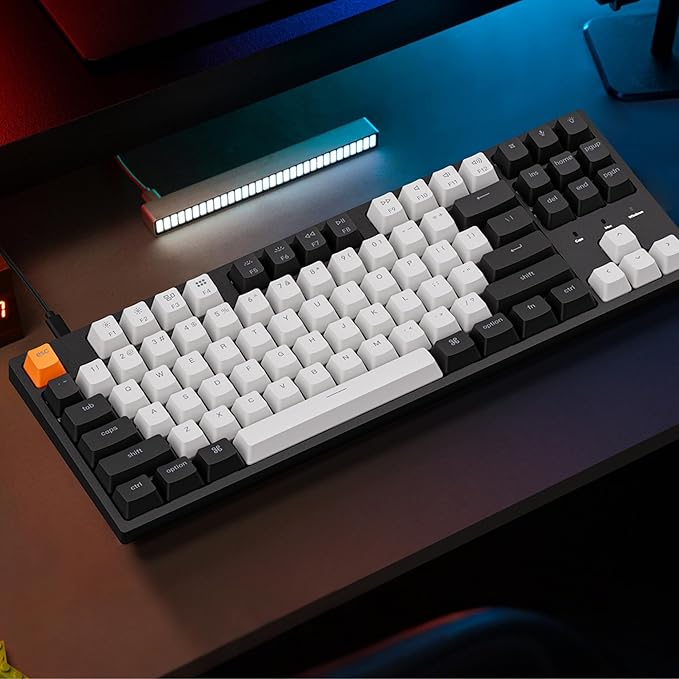 Keychron C1 TKL Mechanical Gaming Keyboard – Tactile Brown Switches RGB Backlit Compact Wired Keyboard for Mac &amp Windows White