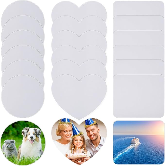 Nezyo 21 Pieces Sublimation Mouse Pad Blanks Non Slip Rubber Blank Pad Round Rectangle Heart Shaped Mouse Pad for DIY Crafts Transfer Heat Press Printing