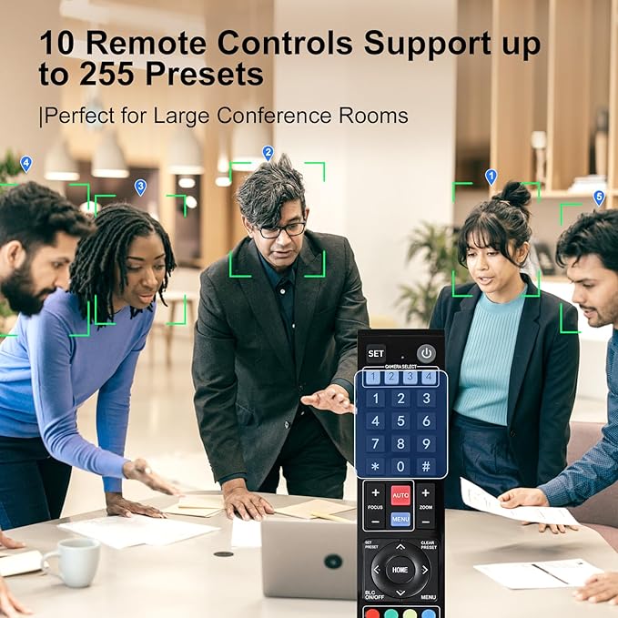 NDI PTZ Camera 30X Optical Zoom 1080P60 HDMI USB3.0 SDI LAN PoE AI Auto Tracking Conference Room Camera 1/2.8CMOS Sensor 255 Presets for Church Worship Live Streaming Business Video Conference