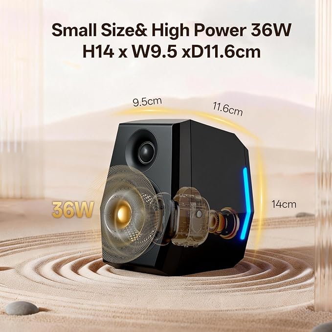 Sanyun SW209 36W Immersive Gaming Speakers with DSP 3 Sound Modes 24bit USB DAC &amp Bluetooth 5.2 2.0 RGB PC Multimedia Speakers for Desktop Monitor Laptop (Game/Movie/Music Black)