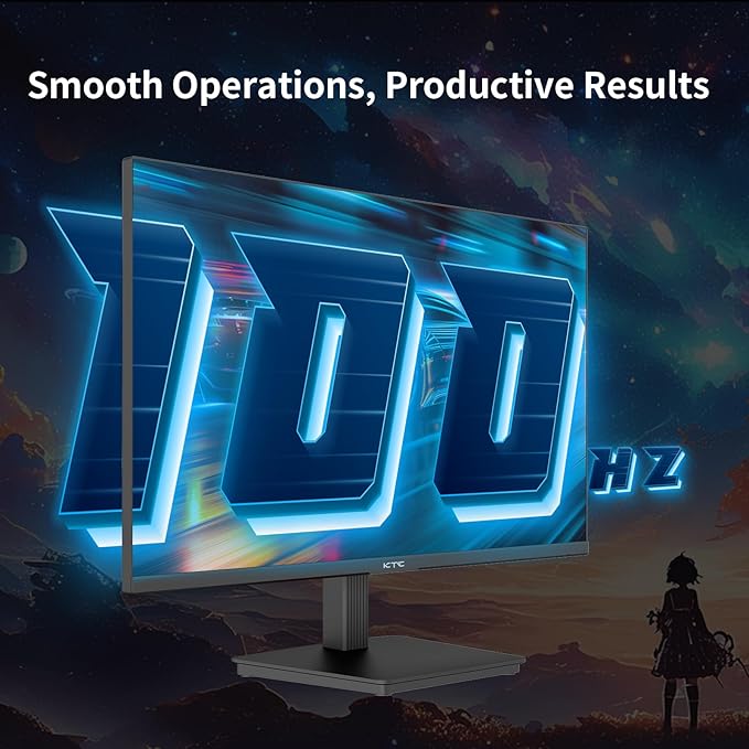 KTC 24 Inch QHD 100Hz Computer Monitor IPS 2K 1300:1 Contrast Anti-Blue Light Screen 122% sRGB FreeSync &amp G-Sync Compatible HDMI2.0 &amp Display Port 1.4 PC Monitor for Gaming Office Work H