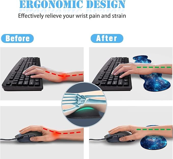 Keyboard Wrist Rest+Mouse Wrist Pad+Desk Pad SetMemory Foam Ergonomic Easy Typing Pain Relief for Computer Laptop Office Home - Starry Sky Mandala