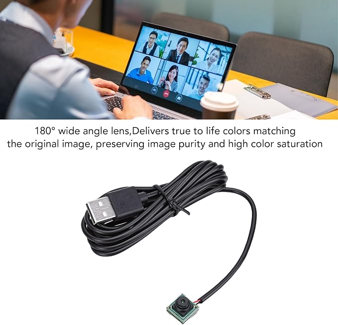 Zyyini USB Camera 2MP FHD 1080P Webcam with 180 Degree Wide Angle Lens and Low Light Sensitivity for Wins for for Video Calls Streaming Online School